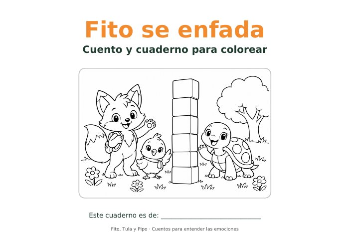 Portada del cuaderno para colorear Fito se enfada